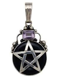 Pentagramm mit Onyx/Amethyst (Sterling Silber)